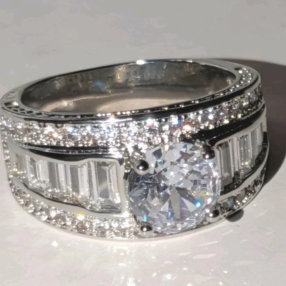 Classic Men's Dazzling 3CT Round Cut Lab Created Diamond  Engagement Ring
